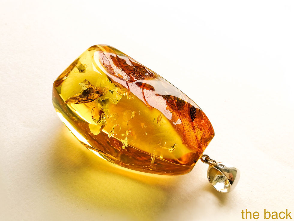 Thumbnail: Large rectangle shape natural amber cognac color pendant