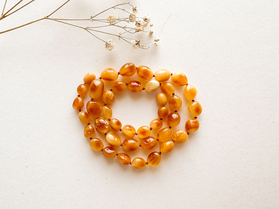Thumbnail: Polished Butterscotch Amber Necklace with Smooth Oval Beads – Warm Honey Tones