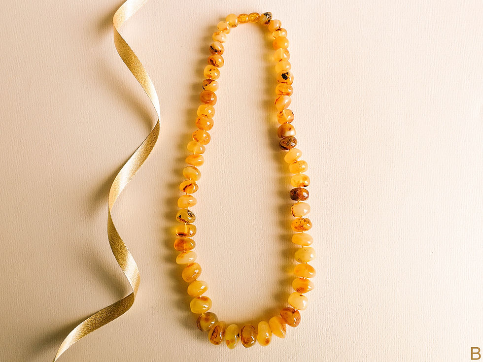 Thumbnail: Gray and caramel white raw amber nuggets necklace