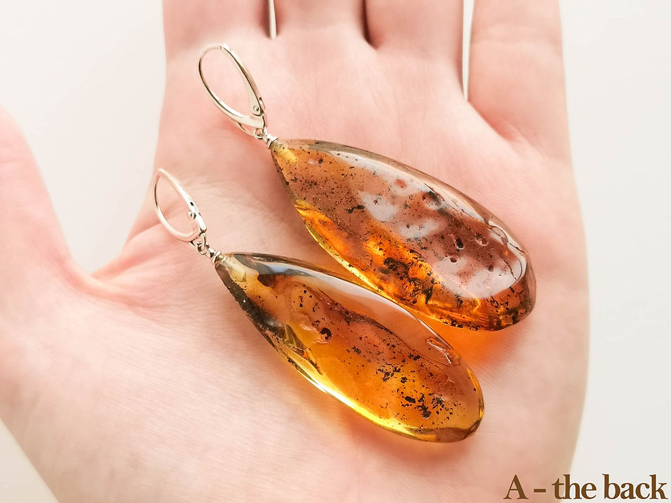 Thumbnail: Large natural Baltic amber earrings in orange and green colors