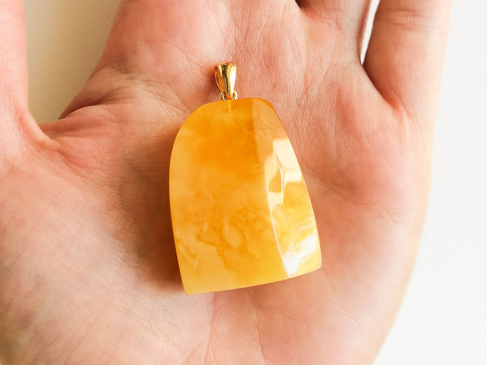 Thumbnail: Medium size not heated natural Baltic yellow/orange color pendant