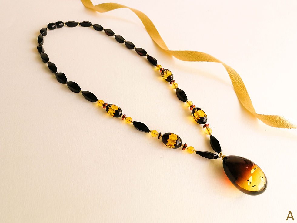 Natural amber cherry color necklace with ombre style drop pendant