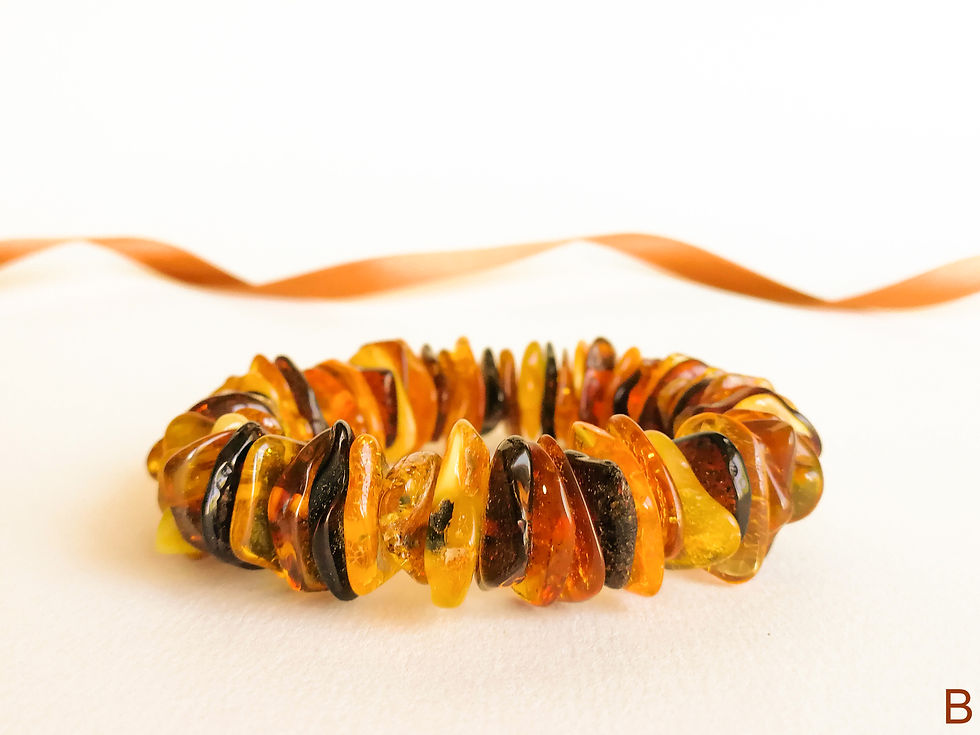 Thumbnail: Large mix color amber chips beads statement bracelet