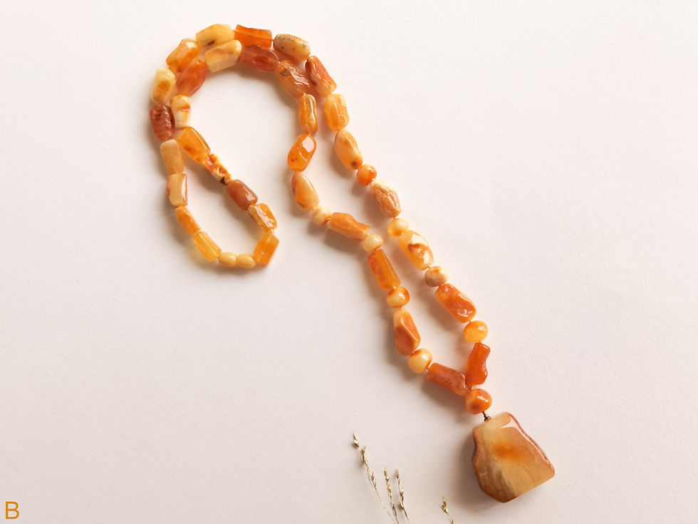 Thumbnail: Antique yellow natural amber necklace with rectangle pendant