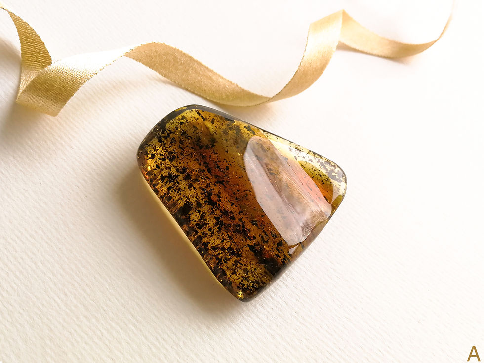 Thumbnail: Structural shape natural amber light green color souvenir stone