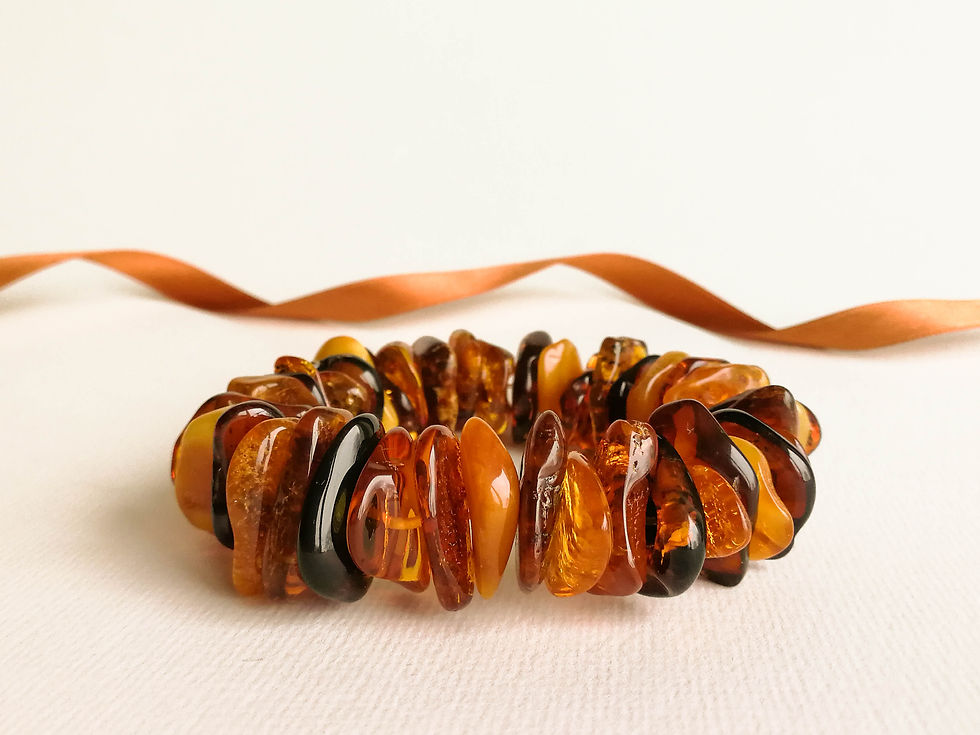 Thumbnail: Massive bright mix color amber chips beads bracelet