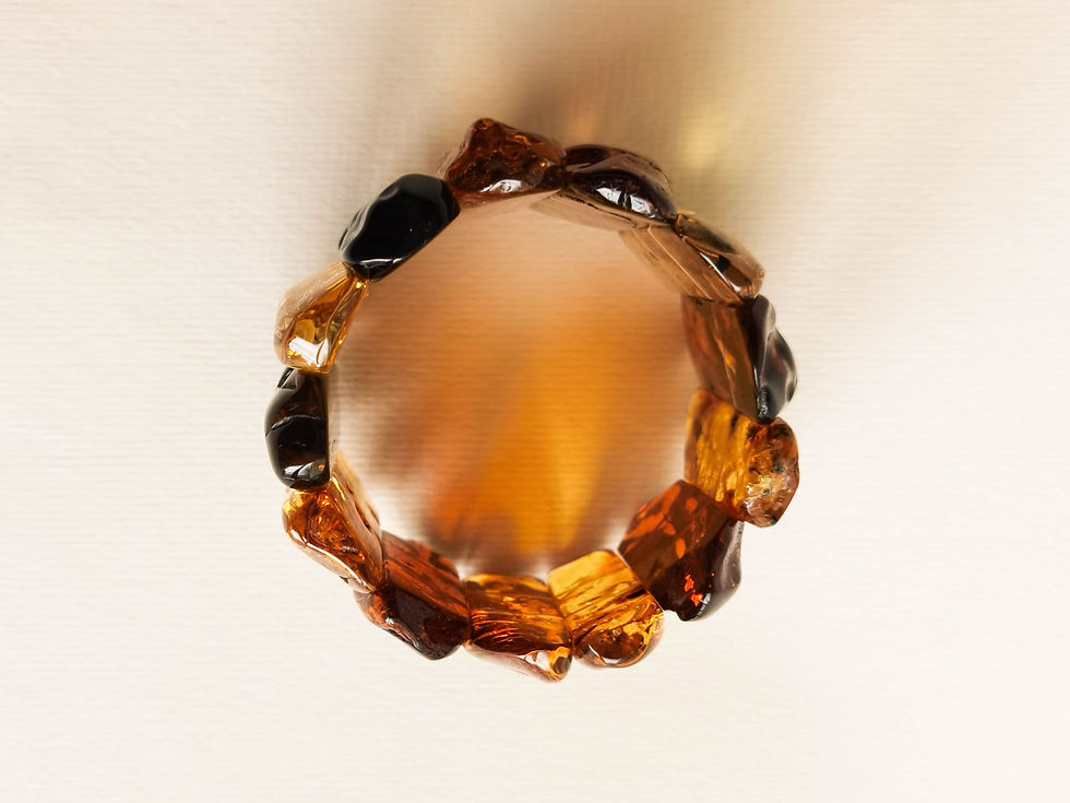 Thumbnail: Various cognac shades natural amber very large cuff bracelet