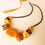 Thumbnail: Mix color natural amber beads necklace with leather string
