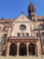 Entrance of a large cathedral.