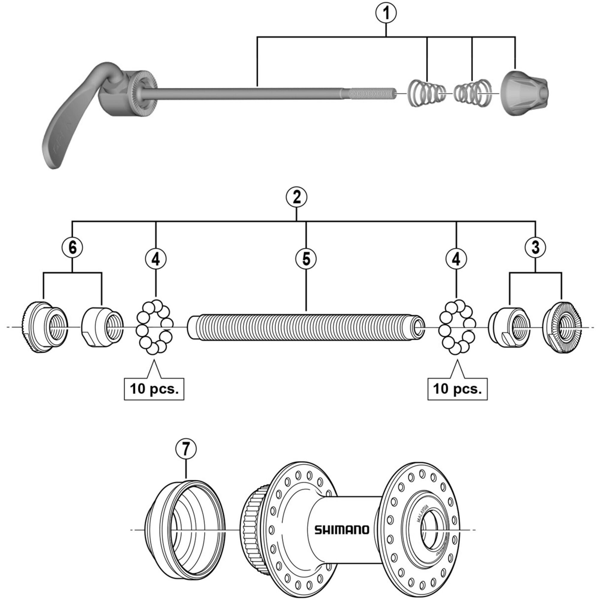 Shimano HB-RM35 complete hub axle 108 mm