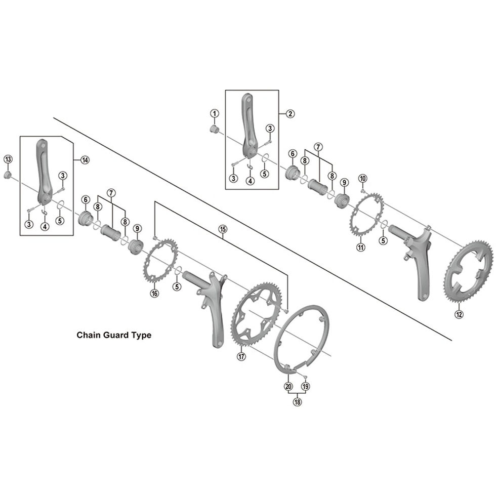Thumbnail: Shimano FC-R3000 Sora 9 speed double outer chainring 50T-MP for 50-34T