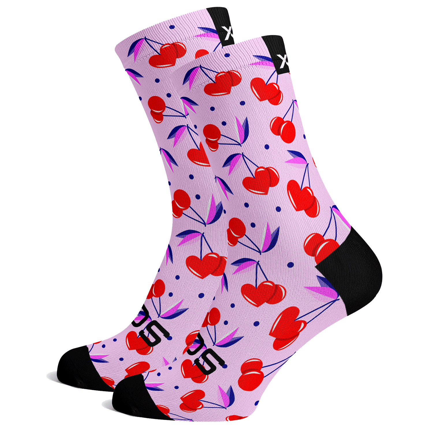Sox Footwear Cherry Pink Bright & Fun Premium Crew Socks