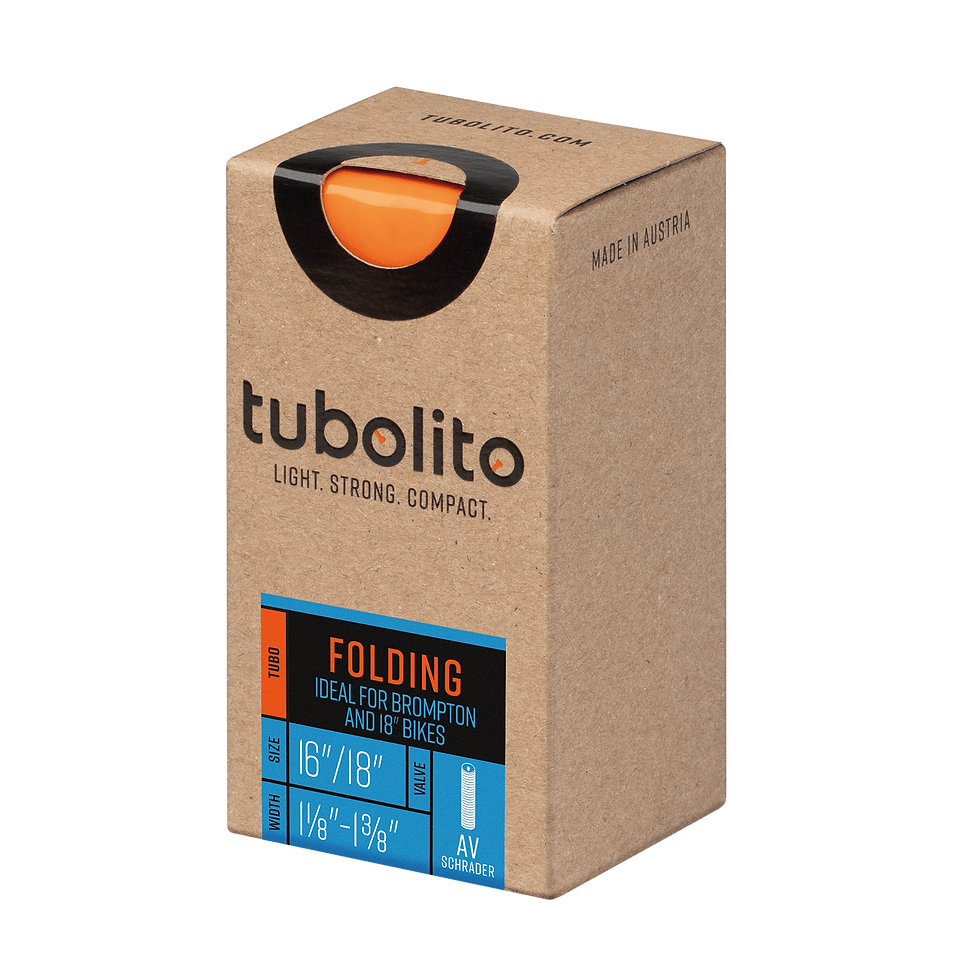 Thumbnail: Tubolito Tubo Folding Bike 40mm Schrader Valve in Orange (16/18 x 1 1/8 - 1 3/8