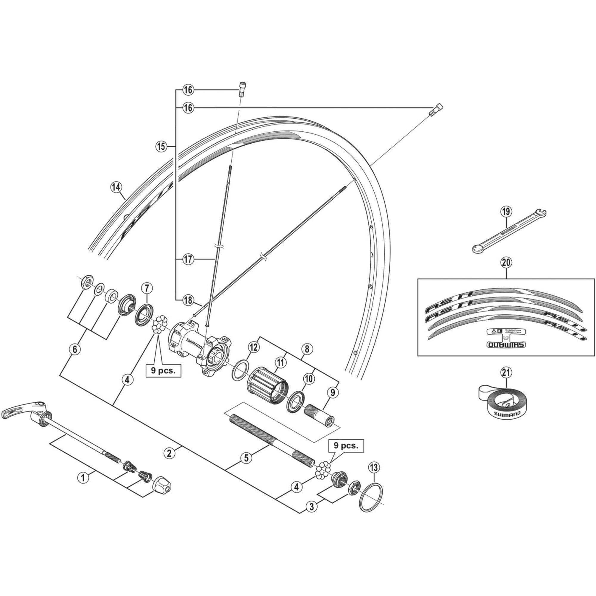Shimano WH-RS11-R left hand spoke 305 mm
