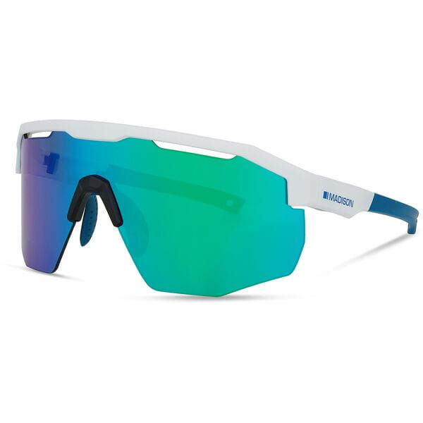 Madison Cipher Gloss White Sunglasses - Green Mirror Lens