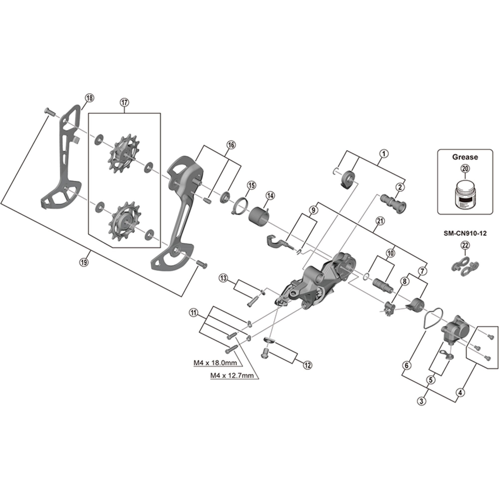 Shimano RD-M8120 stroke adjusting screws and plate