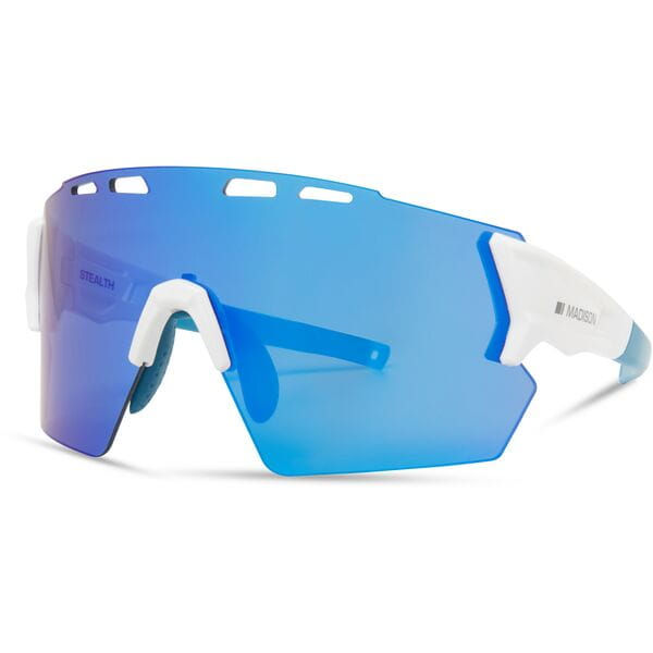 Madison Stealth Gloss White Sunglasses - Blue Mirror Lens