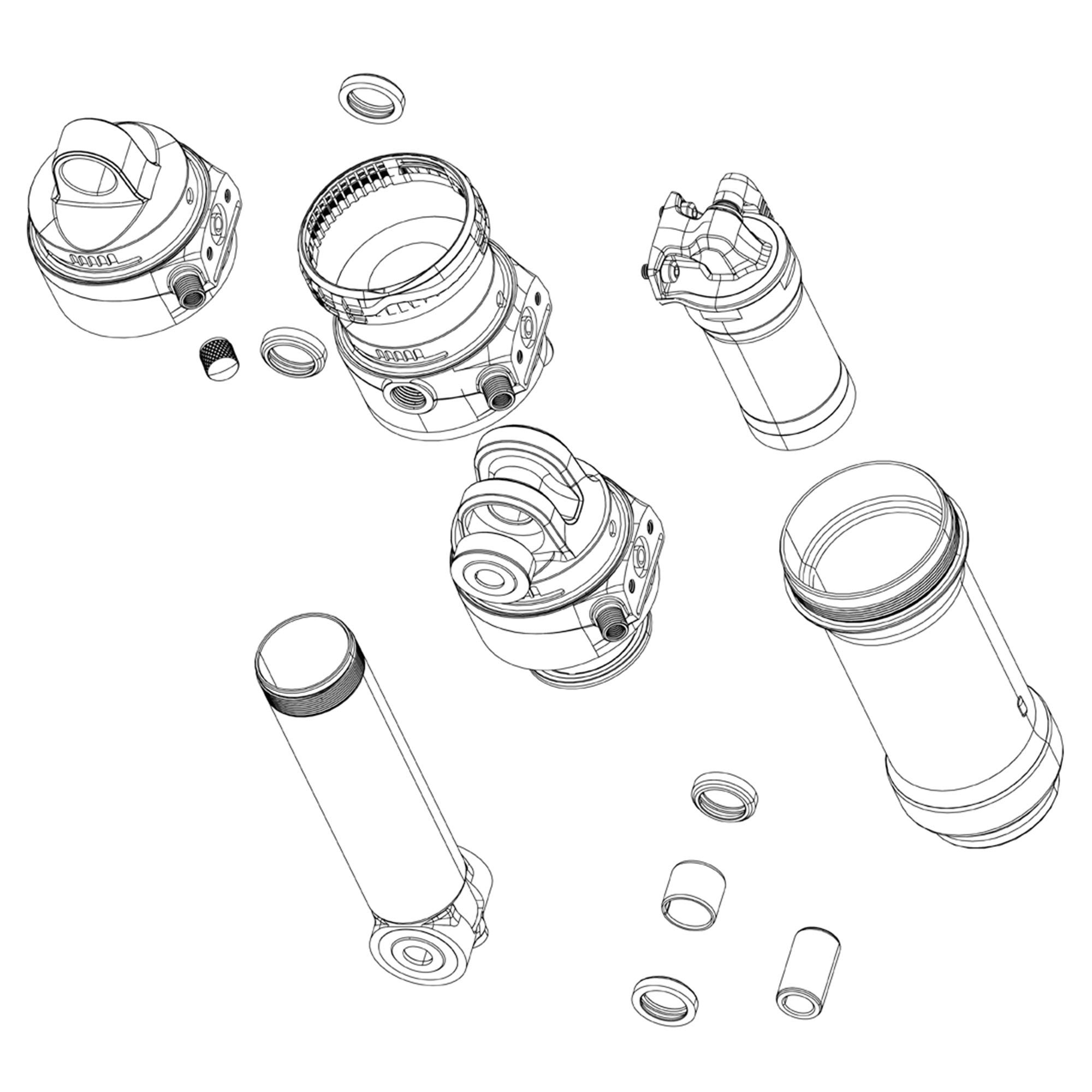 Rockshox Spare - Rear Shock Air Can Assembly - Progressive 57.5-65mm (Includes