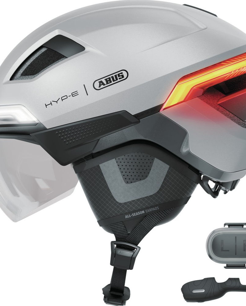 ABUS HYP-E BL.ACE Urban Commuting Helmet in Gleam Silver