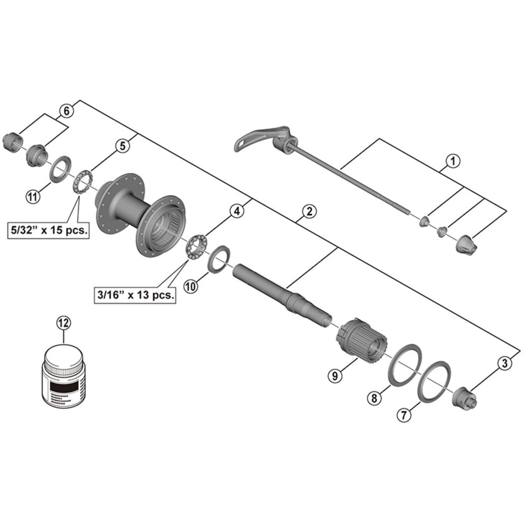 Shimano FH-MT500 right hand lock nut unit for quick release type