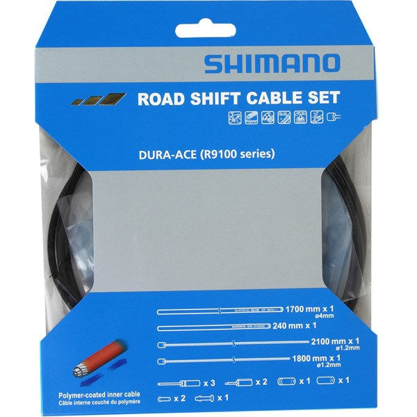Thumbnail: Shimano RS900 Road gear cable set, Polymer coated inners, black