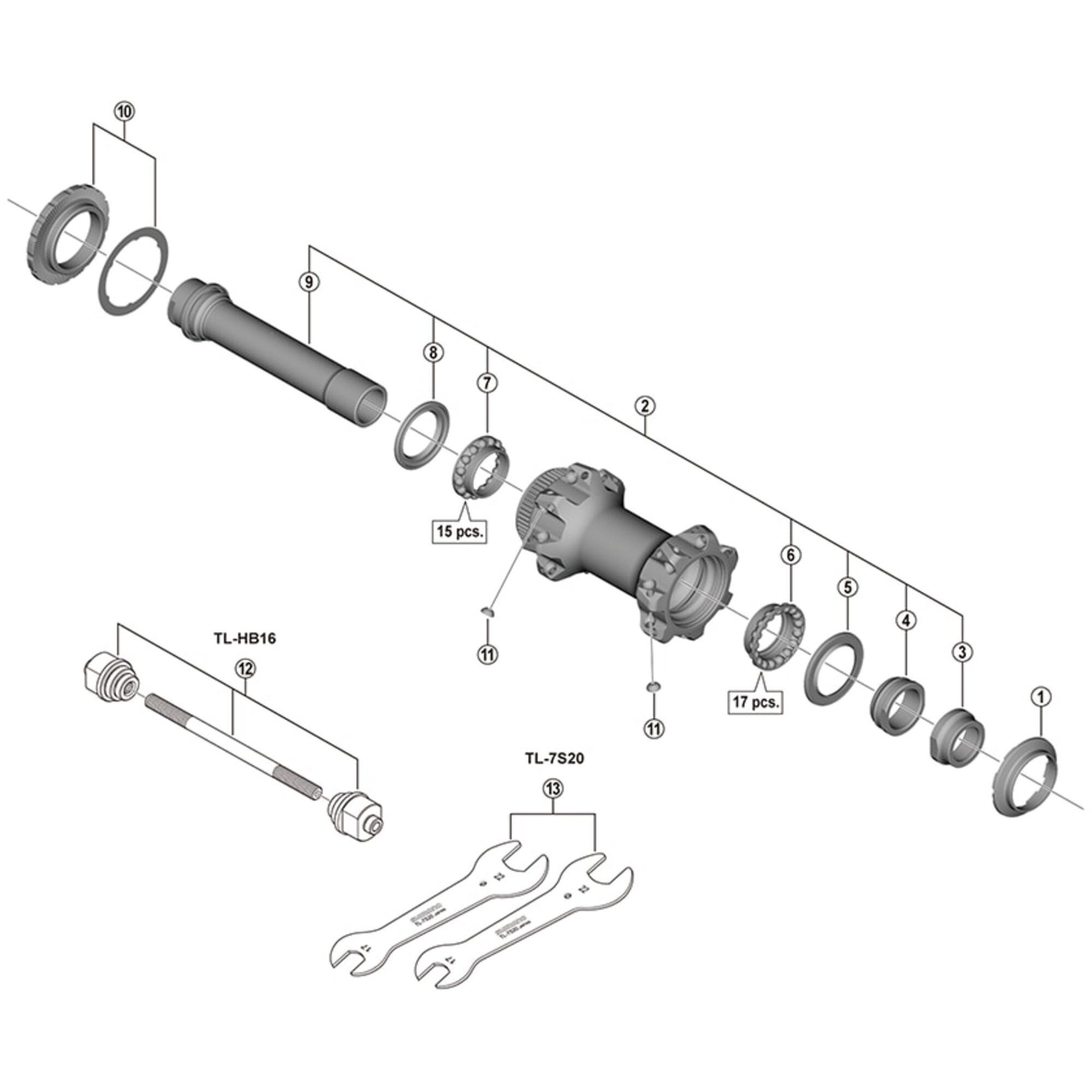 Shimano HB-M9110 right hand ball retainer, 5/32 x 17 mm