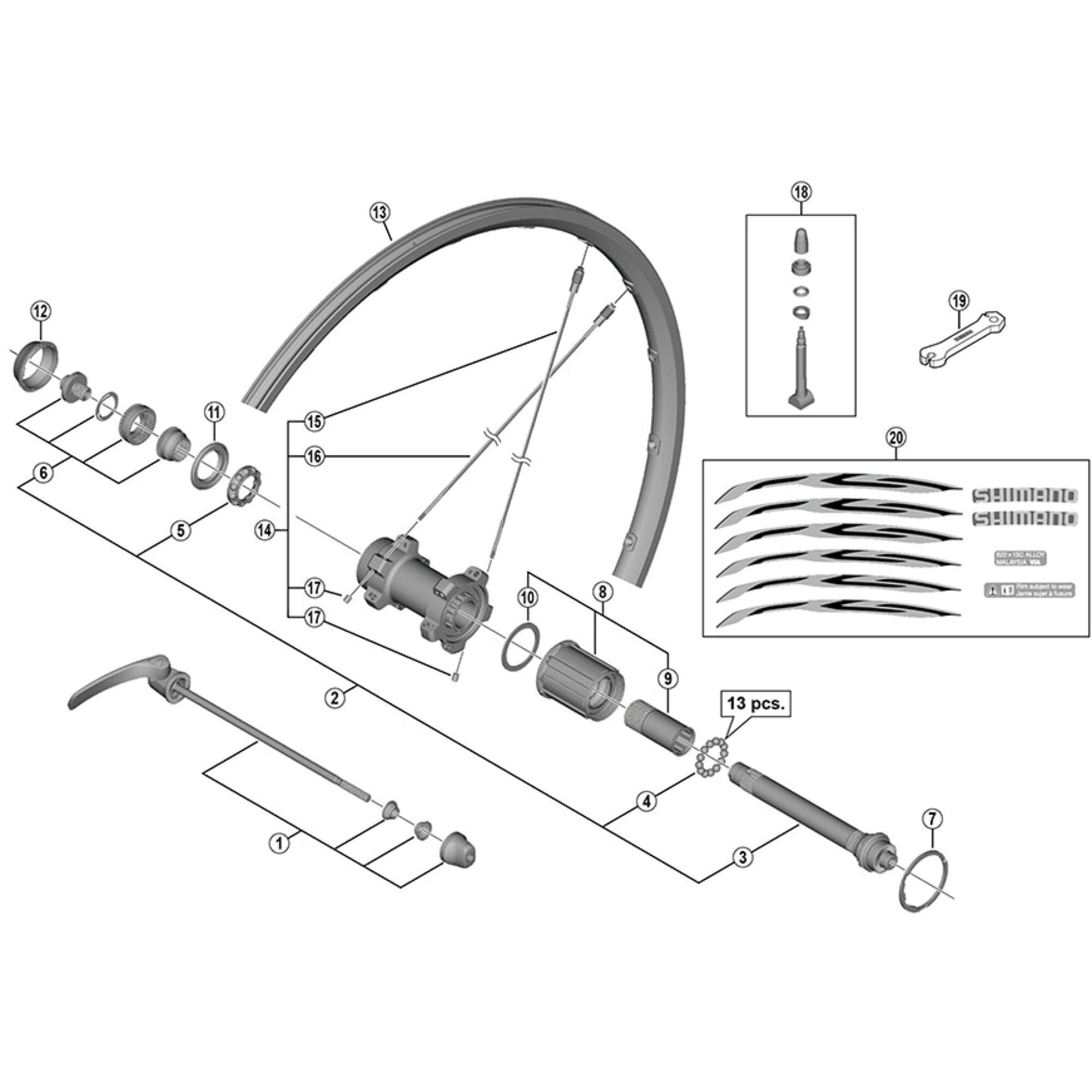 Shimano WH-RS500-TL-R right hand spoke, 303 mm, with plug and washer