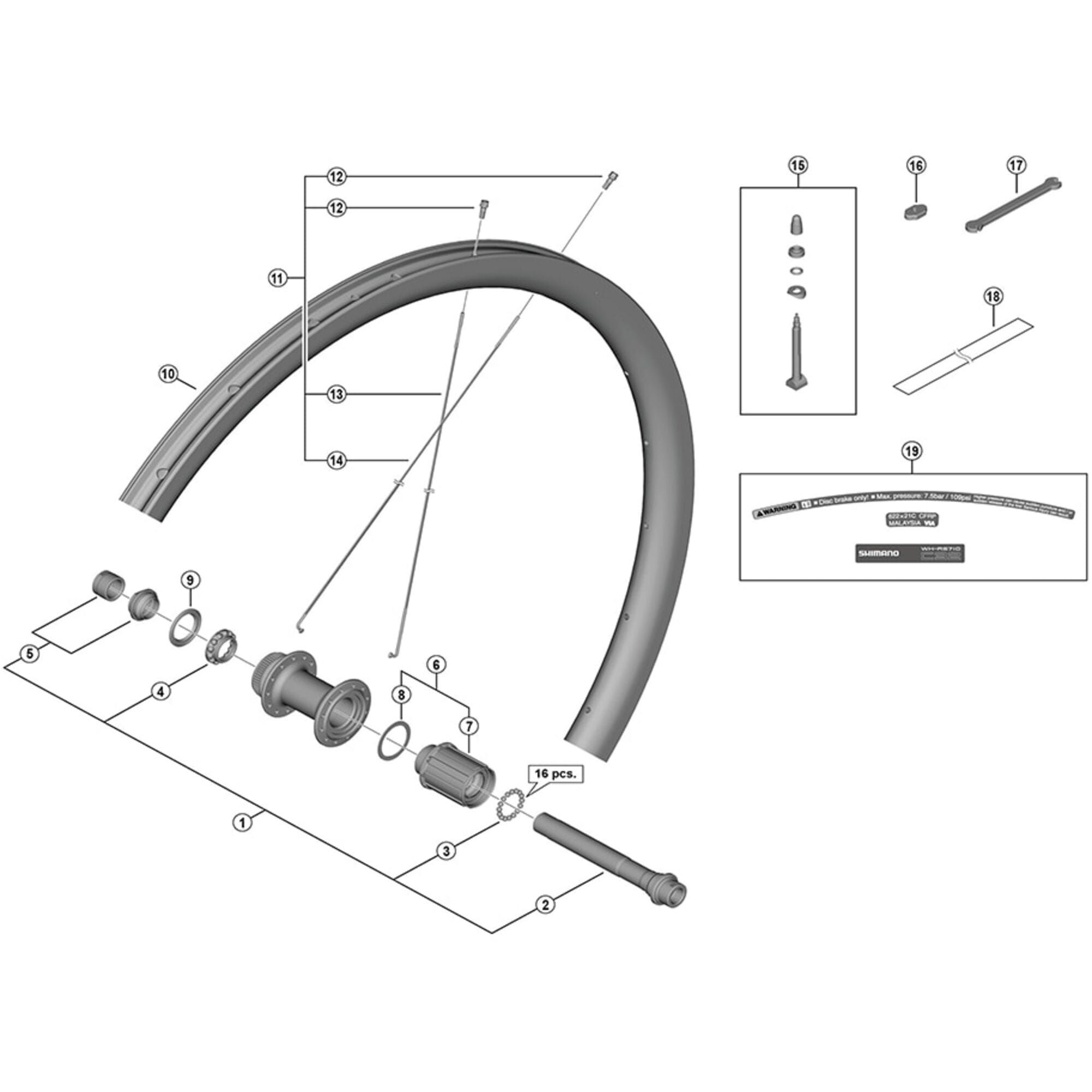 Shimano WH-RS710-C32-TL-F valve unit
