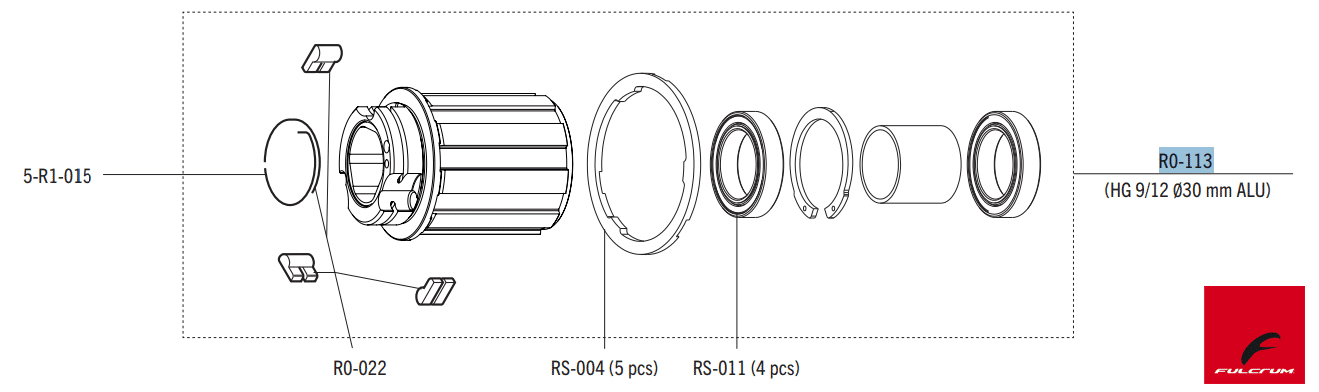 Fulcrum HG11 Type Alloy FW Freehub Body 9-12 spd (PEO) (R0-113)