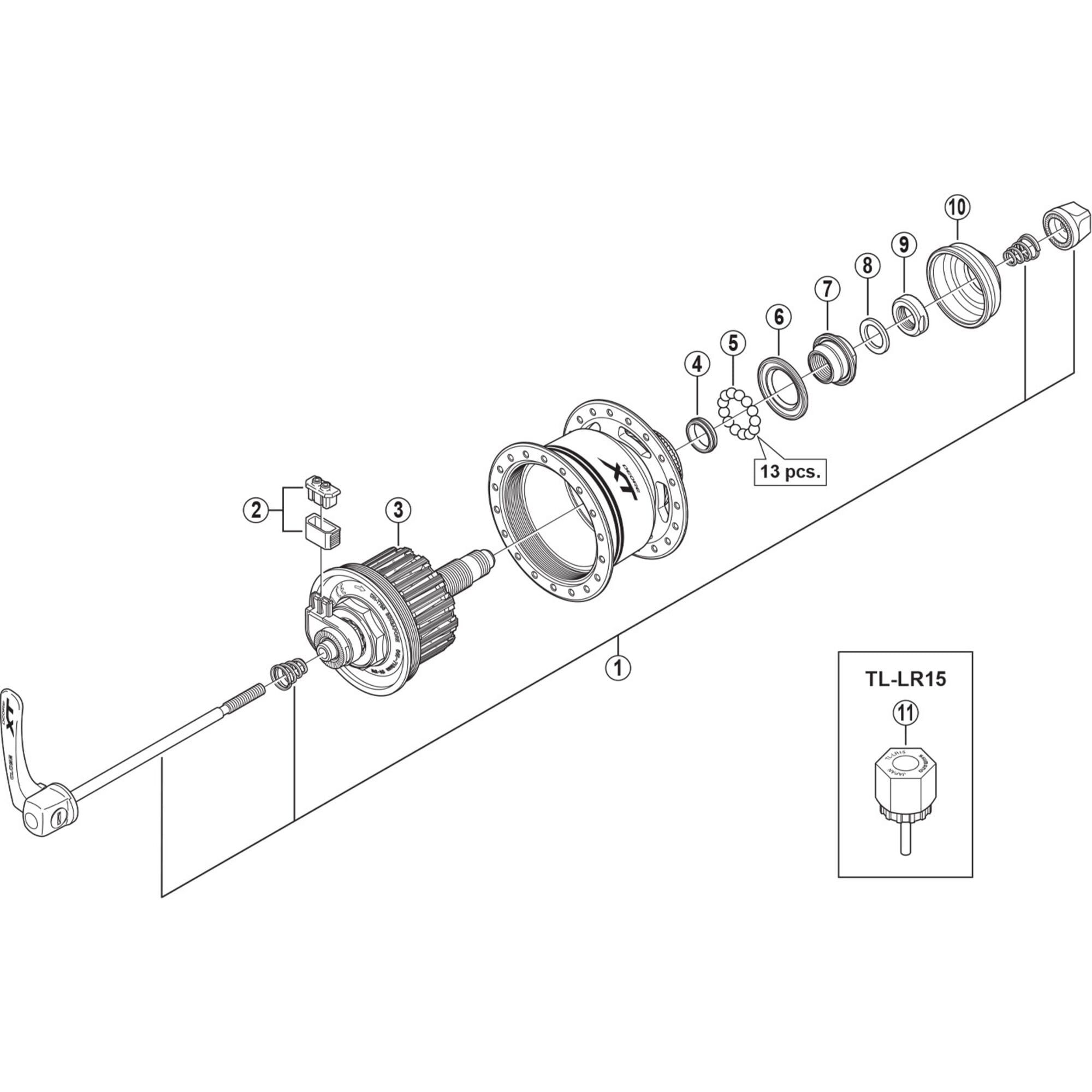 Shimano DH-T785 complete quick release 133 mm
