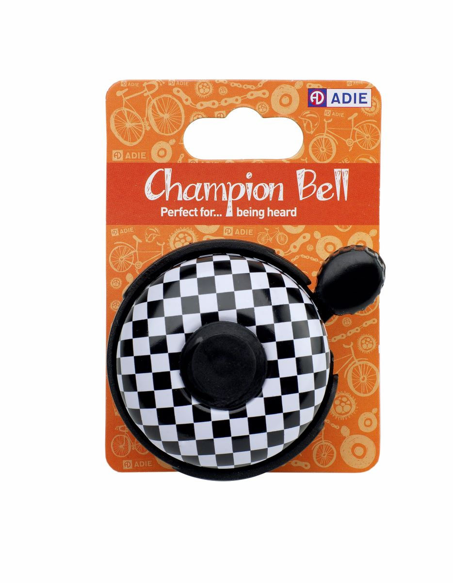 Adie Champion Bicycle Bell with Retro Chequered and Star Designs