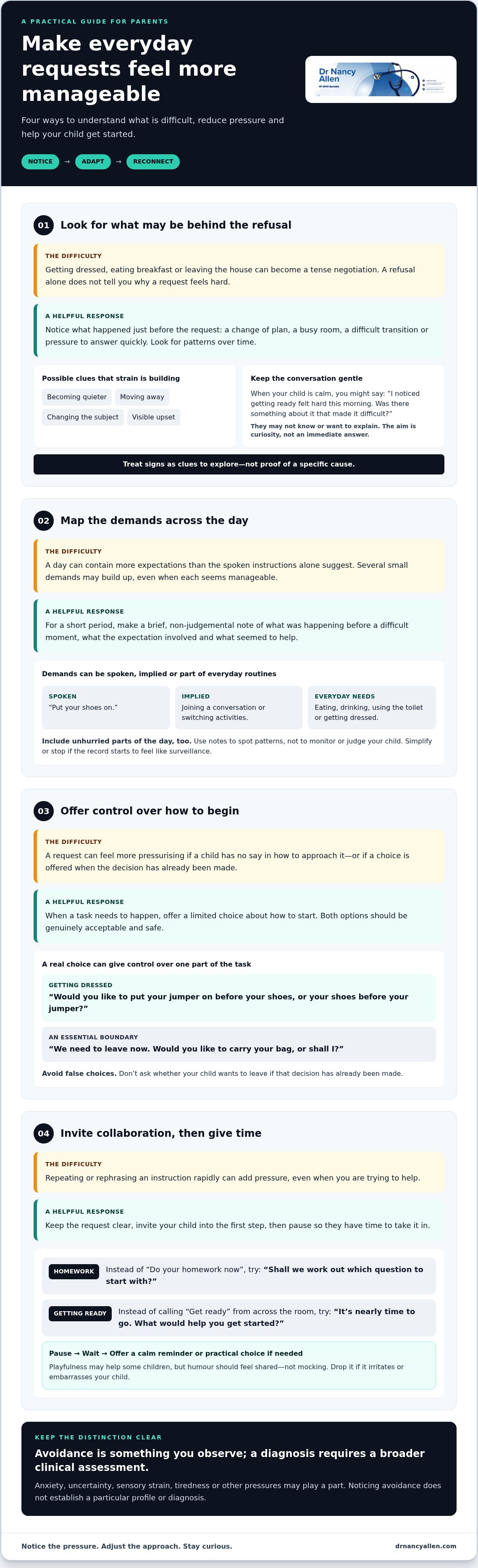 Top 10 tips for a child with demand avoidence for parents