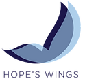 Hope's Wings logo - a dark blue vector butterfly viewed from the side
