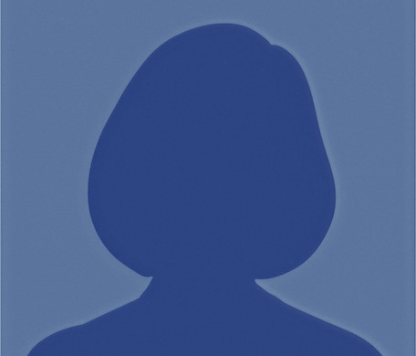 a silhouette of an older female headshot, with one color as the background and a different