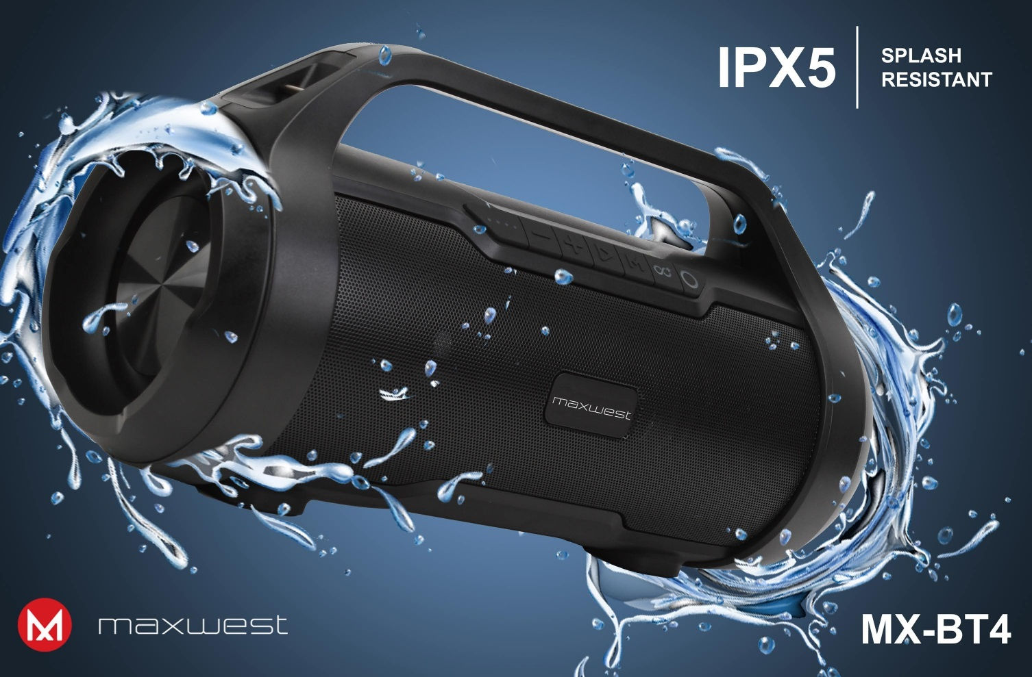 Lot of 6 Maxwest BT 4 Waterproof Bluetooth Speaker