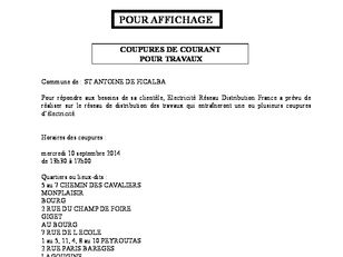 EDF Coupures de courant TRAVAUX