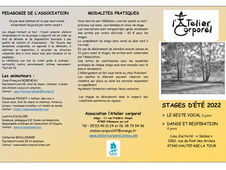 Atelier corporel, à Sablas, Stage d'été