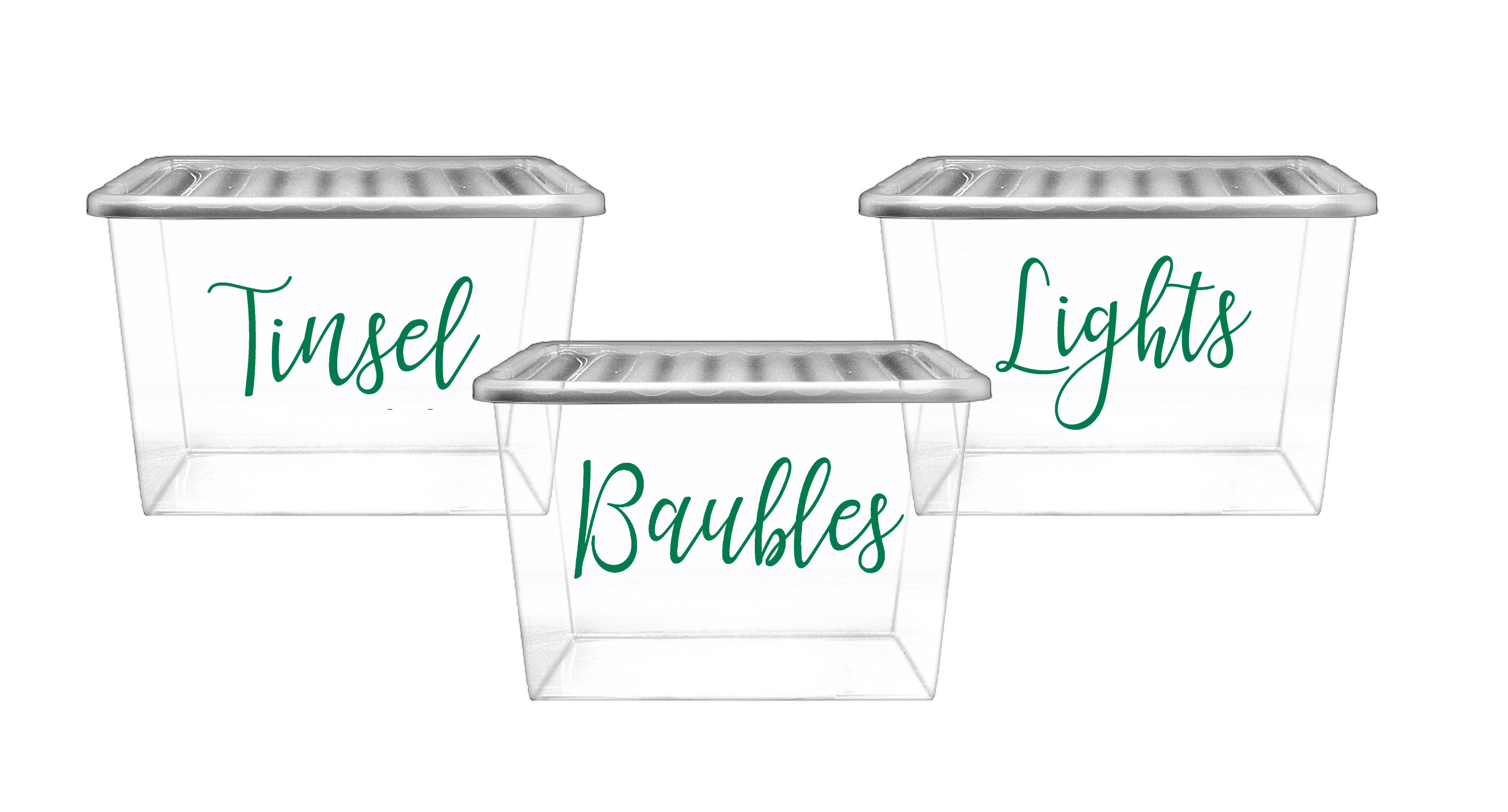 Lights, Tinsel, Baubles - set of 3 x Stickers for Storage, Organisation