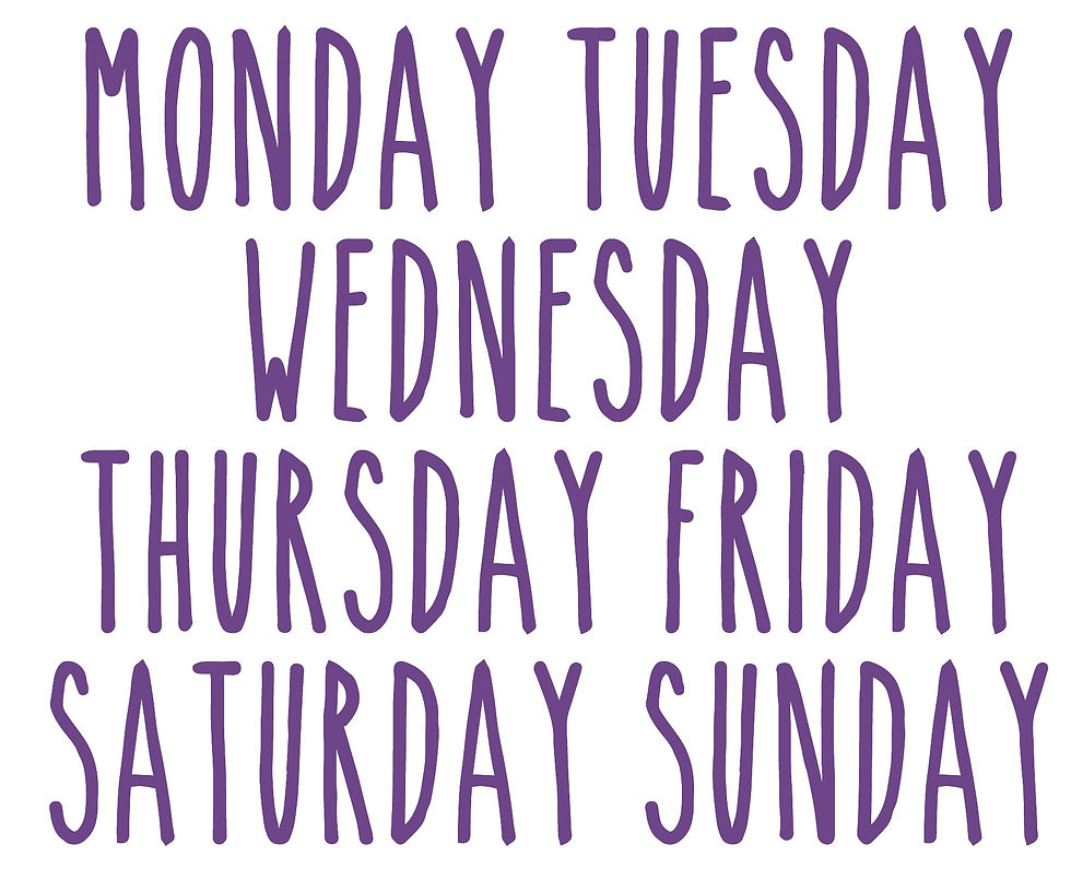 Thumbnail: Days of the week - set of 7 x Stickers for Storage/Containers