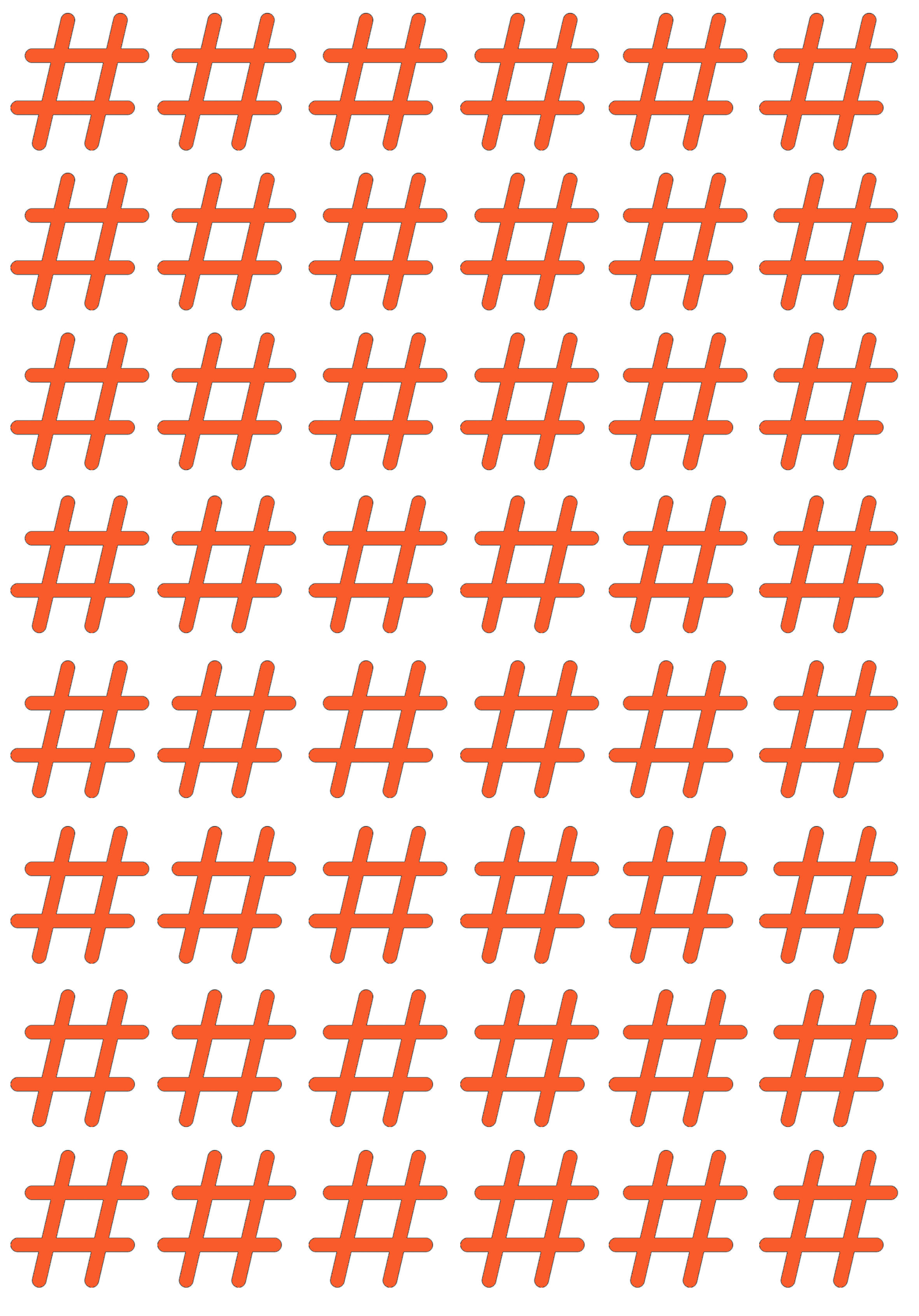 Small Vinyl Hashtag Shaped Vinyl Stickers