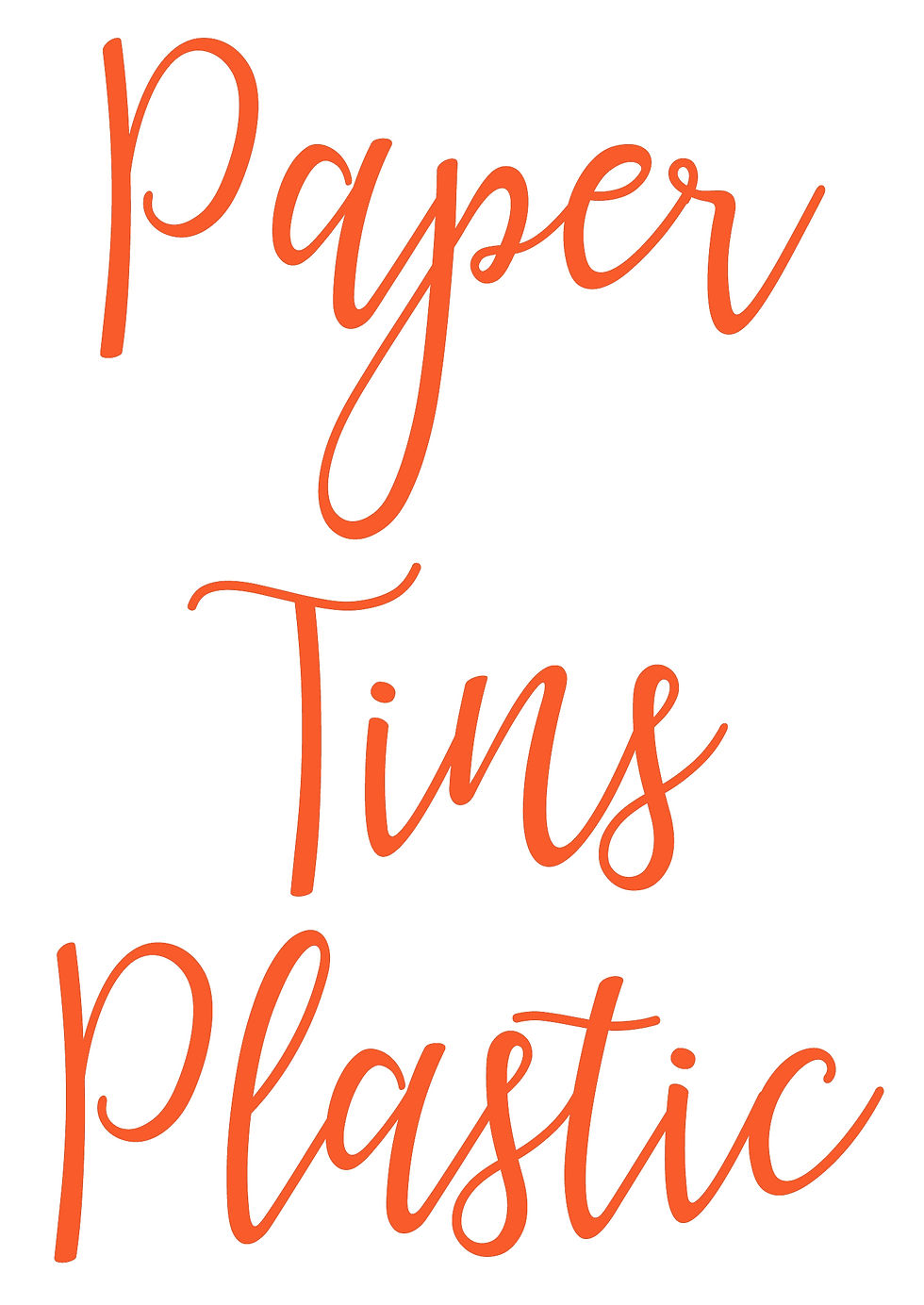 Thumbnail: Paper, Tins, Plastic - set of 3 x Stickers for Recycling Bins, Boxes