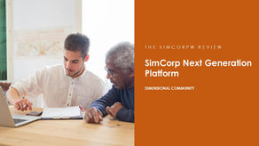 Front page image of SimCorp next generation platform with an elderly person explaining something to a younger man.
