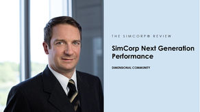 Dimensional Community's front page of the blog showing a photo of Lars-Ole Hansen, the Senior Director at SimCorp with a text title to the right saying "SimCorp Next Generation Performance".