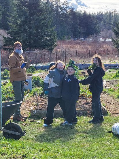 kids playing with vegetables
