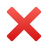 Ícone de marca cruzada em vermelho com efeito de gradiente, simbolizando cancelamento, erro ou fechamento, para interface da página inicial.