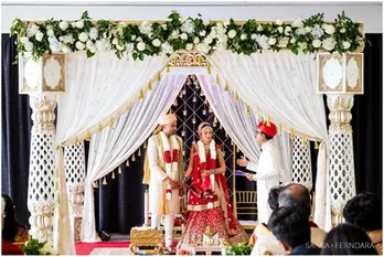 Discover the elegance of our Haveli Mandap by Bandhan Events, a stunning 4-pillar structure perfect for traditional weddings. Fully customizable with luxurious florals, it creates a breathtaking centerpiece tailored to your vision. Designed to reflect timeless charm and cultural significance, the Haveli Mandap can be adorned with your choice of flowers, colors, and fabrics to suit your theme. Ideal for Melbourne weddings, this mandap blends tradition with bespoke artistry, ensuring a memorable setting for your special day. Let us help bring your dream wedding to life with our beautifully crafted, customizable Haveli Mandap.