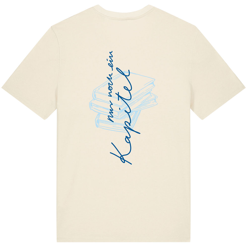 helles Bio-Baumwolle T-Shirt "Bücher-Ein Kapitel" Motiv Rückseite