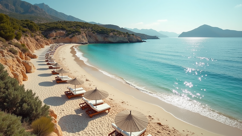 High angle view of a luxury resort private beach in Crete