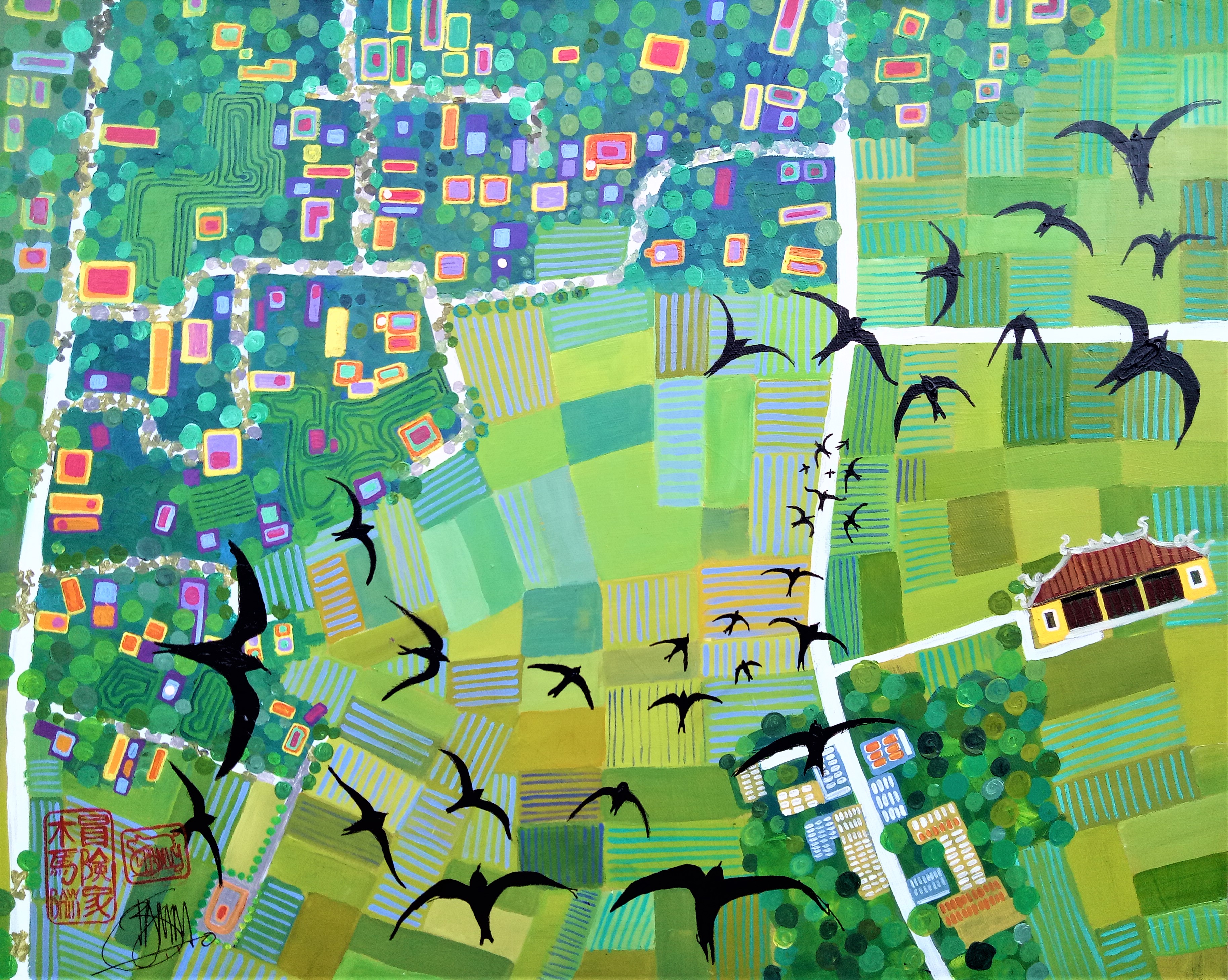 The swift gatherer's village 50x45cm