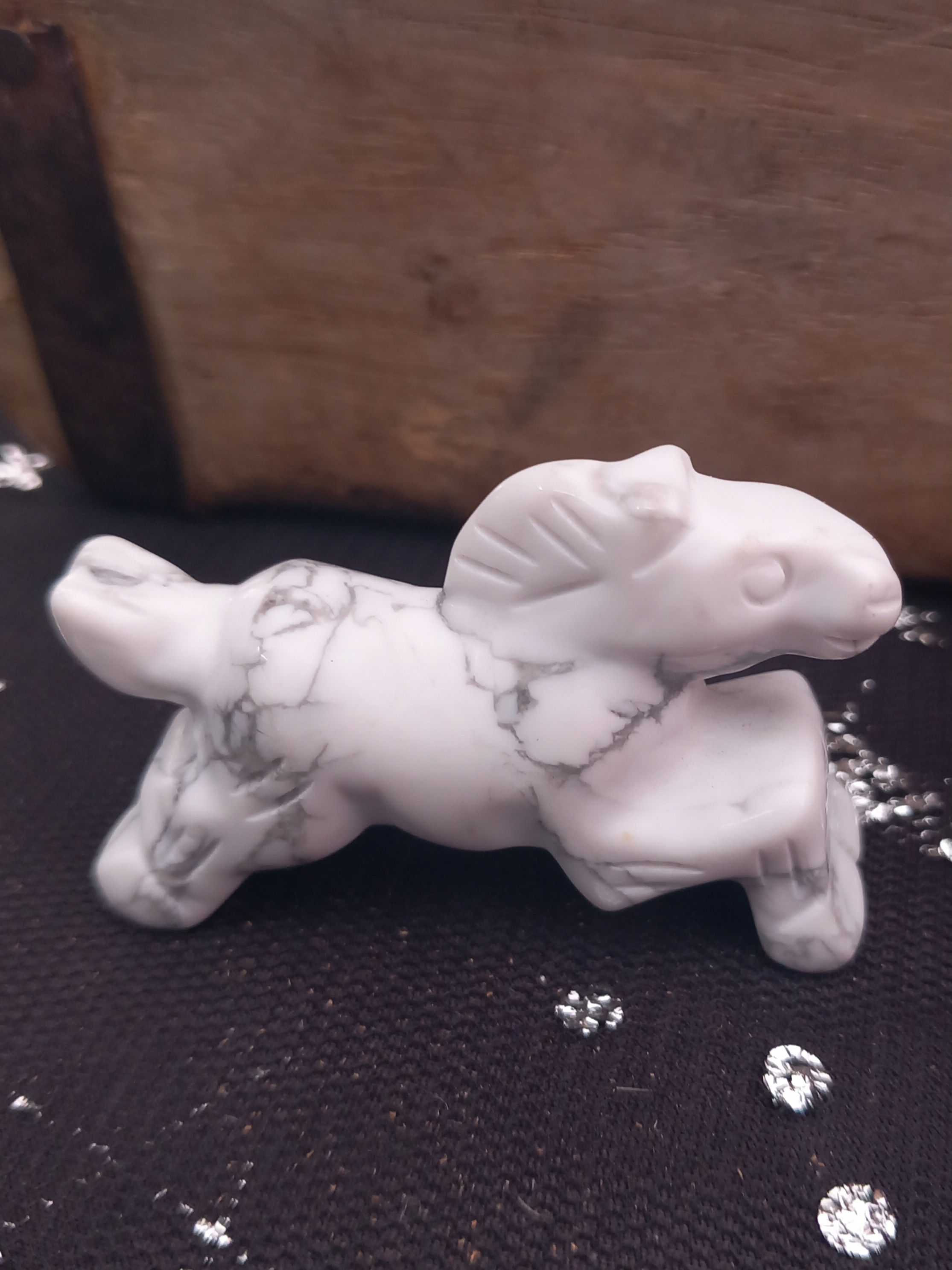 White Howlite Horse Carving